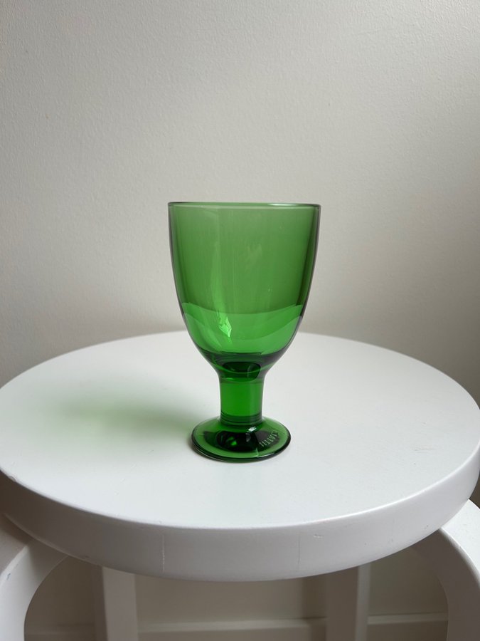 Green vintage iittala Verna wine glass, designed by Kerttu Nurminen